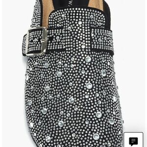 Elegant Black Rhinestone Mules